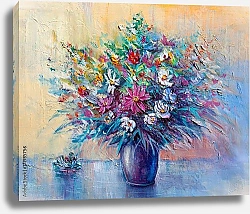 Постер Букет полевых цветов в синей вазе  1