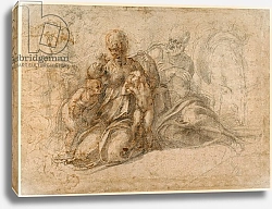 Постер Микеланджело (Michelangelo Buonarroti) The Holy Family; Amorous Putti c. 1530