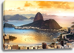 Постер Бразилия, Рио-де-Жанейро в сумерках