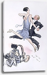 Постер Гурса Жорж Hei Hei, Do it, Hit it!; couple dansant au son de deux saxos