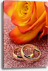 Постер Золотые кольца и роза