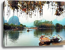 Постер Поток Йен на пути к пагоде Хыонг осенью, Ханой, Вьетнам