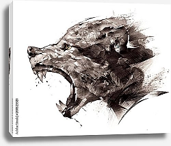Постер Иллюстрация с головой рычащего медведя