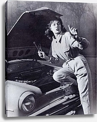 Постер photo woman garage shop around 1950