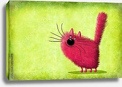 Постер Сикорский Андрей (совр) Розовый кот на зеленом фоне