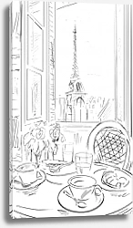 Постер Париж в Ч/Б рисунках #20