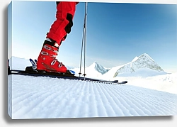 Постер Лыжник в красном костюме