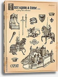 Постер Коллаж сказок с рыцарями и средневековым замком