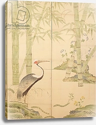 Постер Школа: Японская 17в. Bamboo and Crane, Edo Period