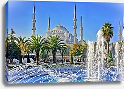 Постер  Голубая мечеть в Стамбуле и фонтан