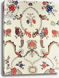 Постер Школа: Индийская 18в Detail of embroidered fabric, made for the European market, c.1725-50