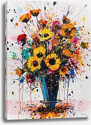Постер Bouquet of garden flowers on a white background Постер Bouquet of garden flowers on a white background