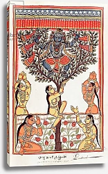 Постер Школа: Индийская 18в Krishna stealing the clothes of the Gopi swimming in the River Yamuna