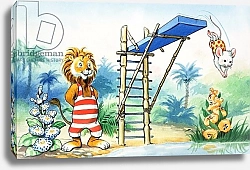 Постер Ливраджи Вирджинио (дет) Leo the Friendly Lion at the Pool