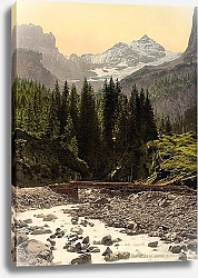Постер Швейцария. Речка в горах и ледник