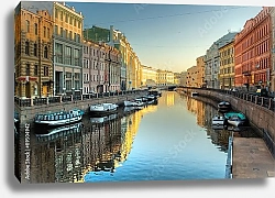 Постер Россия, Санкт-Петербург. Река Мойка утром