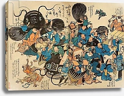 Постер Школа: Японская 19в. Namazu being attacked by peasants