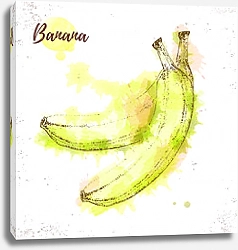 Постер Акварельный банановый эскиз