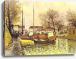 Постер Сислей Альфред (Alfred Sisley) Лодки на канале Сен-Мартен в Париже