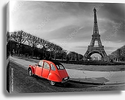 Постер Франция. Париж. Красное на черном