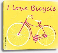 Постер Женский ретро-велосипед на желтом фоне