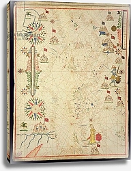 Постер Школа: Итальянская 17в. The Mediterranean Basin, from a nautical atlas, 1646