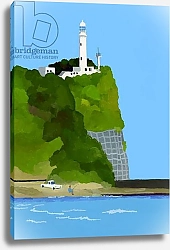 Постер Хируёки Исутзу (совр) Lighthouse, car and fishing