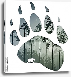 Постер Медвежий след с лесом