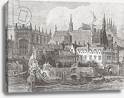 Постер Школа: Английская 19в. Westminster Hall seen from the Thames during the reign of Charles I, c.1625-49