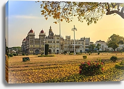 Постер Вид на дворец Майсур и цветник, Индия