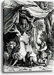 Постер Одри Жан-Батист Allegorical portrait of Jean de La Fontaine surrounded by animals from his fables
