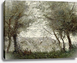 Постер Коро Жан (Jean-Baptiste Corot) The Pond at Ville-d'Avray through the Trees, 1871