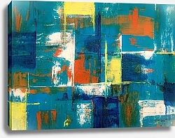 Постер Синяя абстракция с цветными квадратами