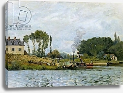 Постер Сислей Альфред (Alfred Sisley) Boats at the lock at Bougival, 1873
