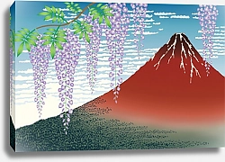 Постер Цветы вистерии на фоне горы Фудзи