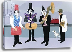 Постер Хируёки Исутзу (совр) A man looking at the clowns,2017,（Gouache on Paper)