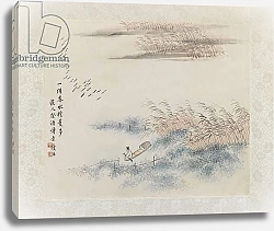 Постер Школа: Китайская 19в. Fisherman and reeds, album leaf painting