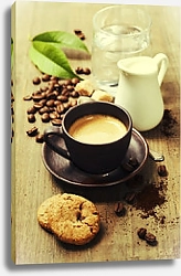 Постер Кофе с молоком и печеньем