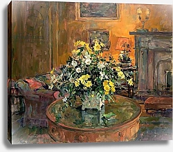 Постер Райдер Сьюзен (совр) Drum Table with Yellow Flowers