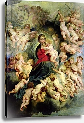 Постер Рубенс Петер (Pieter Paul Rubens) The Virgin and Child surrounded by the Holy Innocents or, The Virgin with Angels, 1618