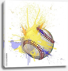 Постер Бейсбольный мяч в брызгах краски