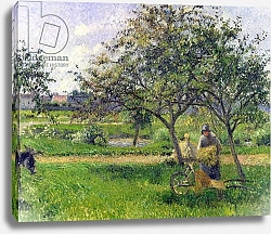 Постер Писсарро Камиль (Camille Pissarro) The Wheelbarrow, Orchard, c.1881