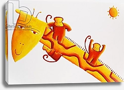Постер Николс Жюли (совр) Monkeys Sliding Down Giraffe's Neck, 2002