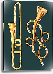 Постер Школа: Английская 20в. Musical instruments: Trombone and Labyrinthine Trumpet