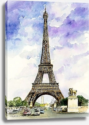 Постер Эйфелева башня, акварель