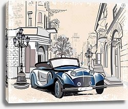 Постер Ретро-автомобиль в старом европейском городе