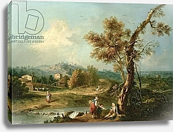 Постер Зуккарелли Франческо An Italianate River Landscape with Travellers