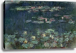 Постер Моне Клод (Claude Monet) Waterlilies: Green Reflections, 1914-18