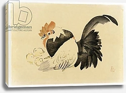 Постер Дзэсин Сибата Rooster, Hen, and Chicks, Meiji era, 1870-79