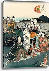Постер Утагава Кунисада Murasaki Shikibu in Hiding, from the Tale of Genji chapter, ‘Night Plum’